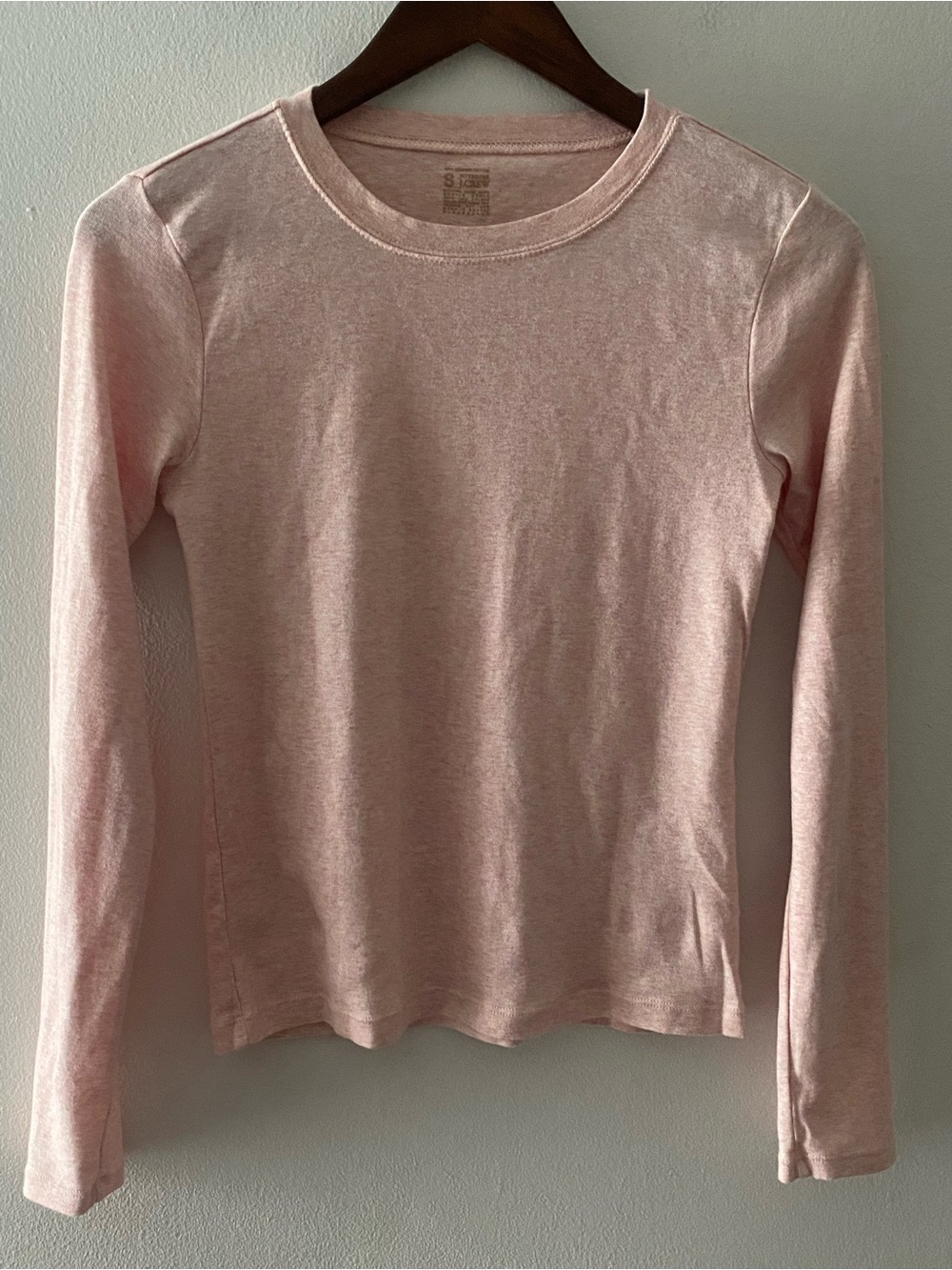 J.Crew Long-Sleeve Crewneck Top - Light Pink 100% Cotton